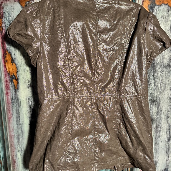 Shimmer and Shiny button down dress top size 10 - Picture 7 of 9